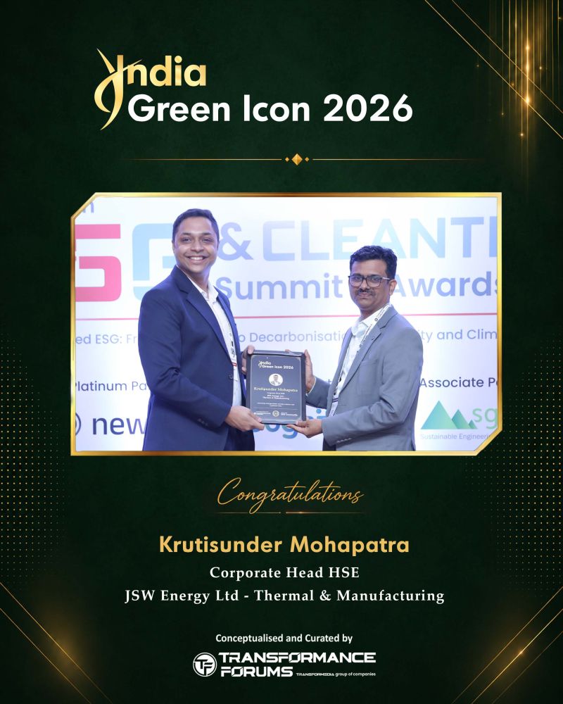 India Green Icon 2026 — Krutisunder Mohapatra, Corporate Head HSE, JSW Energy Ltd - Thermal & Manufacturing