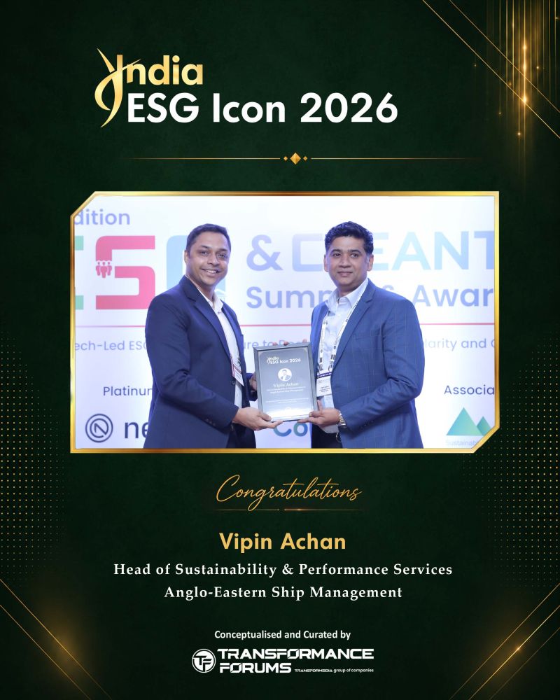 India ESG Icon 2026 — Vipin Achan, Head of Sustainability & Performance Services, Anglo-Eastern Ship Management